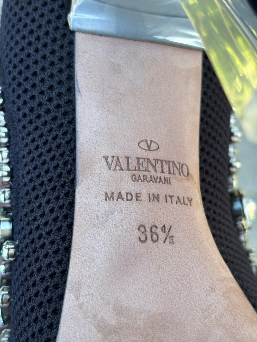 Valentino mesh and crystal embellished lucite high heel pumps size 36.5